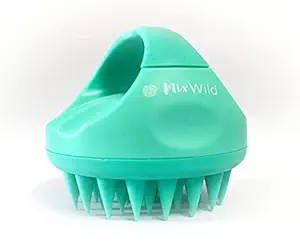 MIXWILD Hair Scalp Massager Scrub Shampoo Brush Ultra Long Soft Silicone Bristles Exfoliating Ergonomic Scrubber Comb for Dandruff Removal, Improve Hair growth Relax Thick Curly Hair for Men Women Unisex - Green