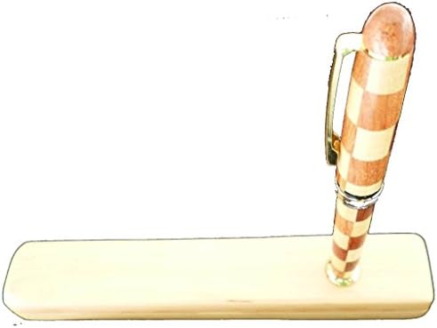 Checked Wood Ballpoint Pen in a Personalised Stand