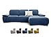 Produktbild CAVADORE Ecksofa Tabagos / Große Couch mit Longchair rechts / Modernes Sofa mit Sitztiefenverstellung/ Verstellbare Rückenlehne / 283 x 85 x 187 /Blau