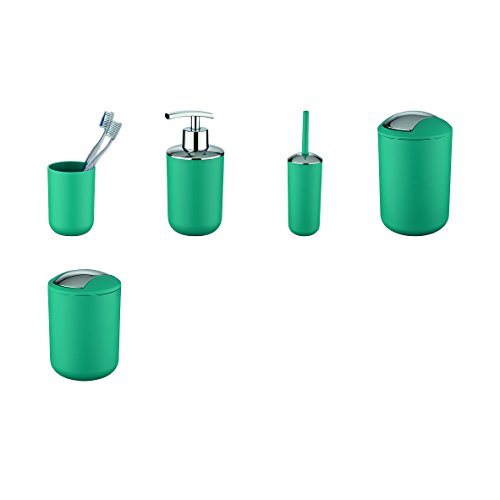 WENKO 21225100 WC-Garnitur Brasil Petrol – WC-Bürstenhalter, absolut bruchsicher, Thermoplastischer Kunststoff (TPE), 10 x 37 x 10 cm, Petrol - 3