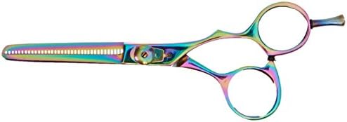 TAMSCO Thinning Shear 6.5-Inch 32 Teeth Blade Single Blade Plasma Rainbow Finish Japanese Stainless Steel Single Blade Removes 33-Percent Of Hair 32 Teeth Blade Adjustable Tension Screw