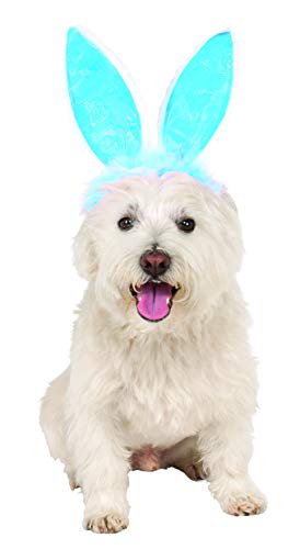 Rubie's Costume Co Crinkle Blue Bunny Ears Pet Headband, Medium/Large