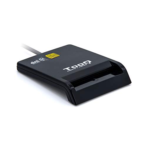 Tooq TQR-210B - Lector Externo de DNI electrónico y Tarjetas Inteligentes (DNIe), USB 2.0, Color Negro y Blanco, 480Mbps.