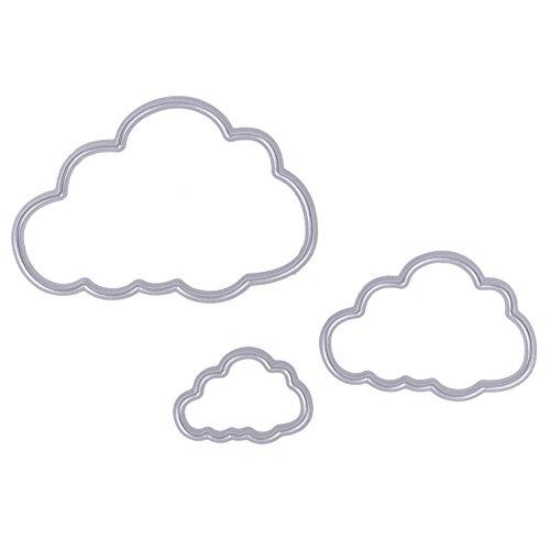 Demiawaking 3Pcs Metall Wolken Form Stanzschablonen Metall Schneiden Schablonen für DIY Scrapbooking Album, Schneiden Schablonen Papier Karten Sammelalbum Dekor (20) - 2