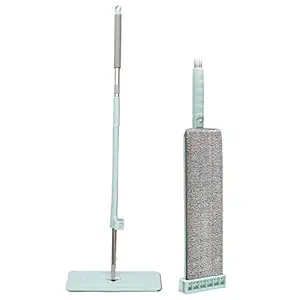 HOLYZON Switch N Clean Mop - Flat Squeeze - Hand Free Washing Floor Cleaning - Microfiber Pads - Wet or Dry Usage Spin Mop 40 x 12 x 5 (Multicolor, Plastic + Steel, Pack Of 1 Pcs)