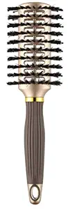 Rozia Pro R-031 Boar/Nylon Vented Tunnel Brush Ideal for Blow-dry Styling and Shaping while adding Volume and Lift help detangle hair.(Grey)