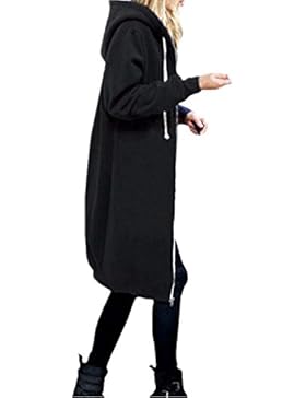 StyleDome Damen Langarm Hooded Hoodies Jumper Warm Cardigan Zip up Jacke Sweatshirt Oversized Lange Coat