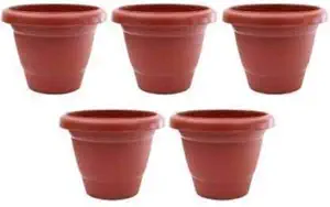 MEHANS Gardening Flower Pots-10 Inch Round Garden Plastic Planters Pack of 5 Plant Container Set (Pack of 5, Plastic)