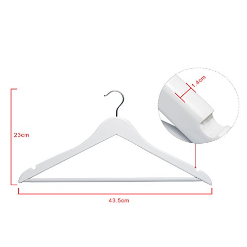 DXP 50 Stück Kleiderbügel aus Holz Weiß mit Rutschfestem und Hosenstange 360 Grad drehbar (50) HG03 weiss - 3