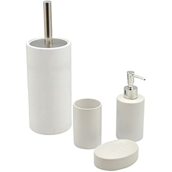 Harbour Housewares Blau und weiß gestreiftes Keramik Badezimmer-Set mit