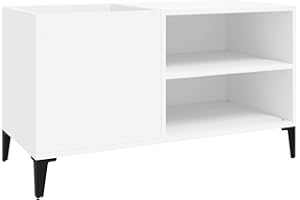Tidyard Mobile Porta Dischi,Armadietto Porta CD,Supporto per Giradischi,Mobiletto Multiuso,Mobili Soggiorno,Libreria per Soggiorno,Armadio di Stoccaggio,Bianco 84,5x38x48 cm in Legno Multistrato