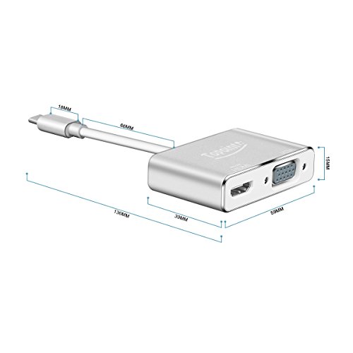 USB 3.1 Typ C auf HDMI VGA Adapter, Topoint Typ C (USB-C, Thunderbolt 3 Kompatibel) auf VGA HDMI (4Kx2K) 2 in 1 Adapterkabel Konverter für Macbook / Chromebook Pixel / Microsoft Lumia 950XL - 3