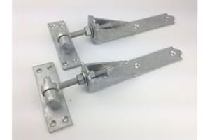 Wyre Direct Adjustable Gate Hinges - Gate Hinges for Garden Shed and Wooden Shed, Door Hinges - Galvanised Heavy Duty Hook and Band Gate Hinges for Wooden Gates, Hinges for Wood - 1Pair, 250mm, 10"