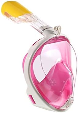 ADR Full Face Snorkel Mask Complete With FREE Waterproof Phone Case; Complete 180 Degree View Designed From Cutting Edge Anti-Fog and Anti-Leak Technology With Adjustable Head Strap; Designed for Men, Women and Children (Pink, S/M)