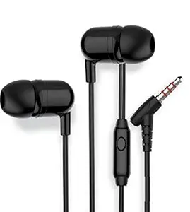 UBON Earphones UB 760 Universal Runner Earphone with mic Wired Hi-Resolution Audio Deep Ergonomic Sweatproof Earbuds for All Smartphones Dynamic 10mm Driver, (Black)