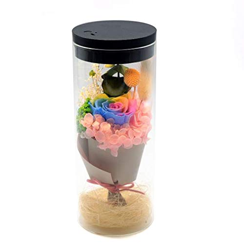 Feisui Flor eterna preservada Fresco Flor de Cristal de la Cubierta Flores Coloridas con la luz Colorida del LED transforma, día de San Valentín, día de la Madre, cumpleaños, Navidad