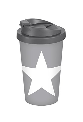 infinite by GEDA LABELS (INFKH) Coffee To go Becher "Großer Stern", 400 ml, PP / Kunststoff, grau, 9 x 9 x 17 cm