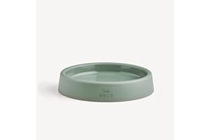Beco Cat Bowl - Food & Water Steady Bowl, Recycled Plastic, Non-Slip Rubber Base, Whisker Friendly Feeding Dishes, Olive Green