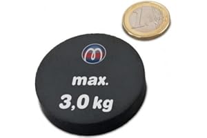 MAGNOSPHERE 5 x Aimant Rond en Ferrite Puissant Ø 50.0 mm x 10.0 mm Y35 - force d'adhérence 3,0 kg - 5 pièces - Aimant circulaire en céramique
