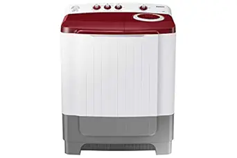 Samsung 8.0 Kg Semi-Automatic 5 Star Top Loading Washing Machine (WT80R4000RG/TL, Light Grey, Wine Red Lid (Opaque), Hexa Storm Pulsator)