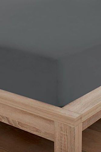 100% Cotton 16"/40CM Extra Deep  Fitted Sheet By Sasa Craze Bedding (Super King, Charcoal)