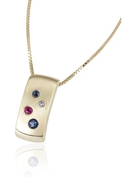 Goldmaid Damen-Halskette Color Feeling 375 Gelbgold 1 Rubin 2 Saphire 1 Diamant 0,01 ct. Kettenanhänger Schmuck...