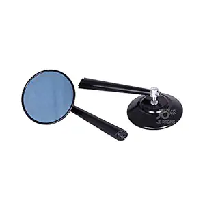 Autonity Round Anti Glare CNC Handle bar Mirrors for Motorcycles (Black)