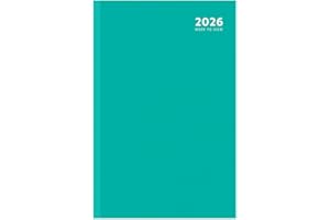 Sixstore 2026 A4 Week to View Diary Colour Fashion A4 2026 WTV Year Planner Desk Diary Ribbon Marker, Turquoise