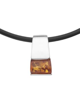 InCollections Damen-Anhänger 925/000 Sterlingsilber mit Bernstein am Kautschukband 3,0/42 cm