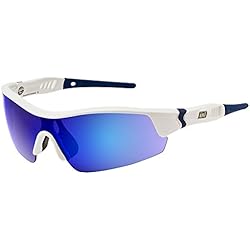Dirty Dog borde deporte blanco gafas de sol - polarizadas lente azul 58014