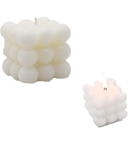 2 Bougies à Bulles Blanches Parfumées - Décoration Maison Minimaliste, Main Made, Chambre/Salle De Bain