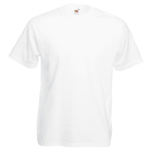 Fruit of the Loom - Camiseta Básica de Manga Corta Modelo Valueweight - Hombres (XL/Blanco)