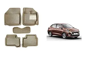 RS Enterprises Cars Hyundai Aura Car PVC 4.5D/Mini Car Floor/Foot Mat (Set of 5, Beige)