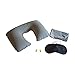 Produktbild DaTh Reisekissen aufblasbar Nackenkissen Set Schlafbrille und Ohrenstöpsel Samt weich für Zu Hause, auf Reisen oder Büro3 in 1 Komfort Reise-Set - ergonomisches Nackenkissen, Schlafmaske, Ohrstöpsel