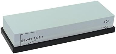 Gewertiger sharpening oilstone for knives, grit 400/1000, non-slip flexible silicone holder