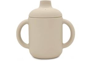 SELLA PRODUCTS Silicone Sippy Cup | 120ml | 100% Non-Toxic Food Grade Silicone | BPA and PVC Free | Double Handle | Leak Proof Lid | Baby Weaning Cup for Hot and Cold Drinks (Shifting Sand)