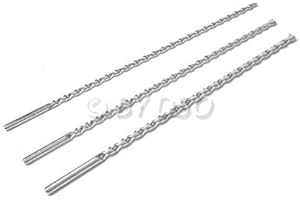 Amtech Professional Quality 3 Pc Long Masonry Drill Bit Set AMF2800 - Sizes: 8mm, 10mm, 12mm High-Performance Tools for Drilling Concrete, Brick, and Durable Carbide Tips for Precision and Longevity