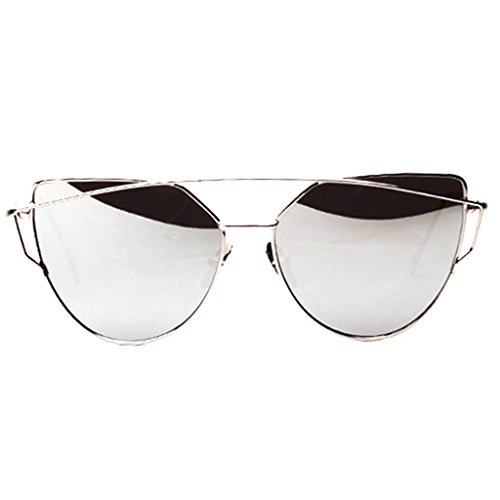 Gazechimp Damen Twin-Träger Vintage Classic Metallrahmen Sonnenbrille Katzenaugen Brille Reflektierenden Spiegel