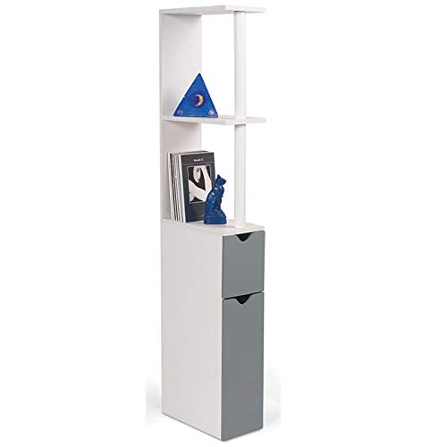ProBache - Meuble WC étagère bois gain de place pour toilette 2 portes grises