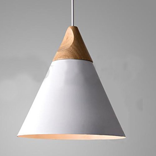 Generic E27 Holz Lampenschirm Anhänger für Hängeleuchte Decke Hängelampe Kronleuchter - Weiß