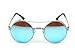 Wawoo®Fashion Retro Metal Frame Round Sunglasses Double Beam for Men and Women UV400 Protection Color Film Reflective Mirror Glasses Eyewear
