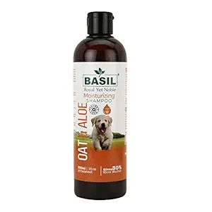 BASIL Pet Oats & Aloe Moisturizing Anti-Bacterial, Anti-Dandruff, Itch Relief & Maintains Overall Skin Health Shampoo for Dogs Paraben Free 500 ml