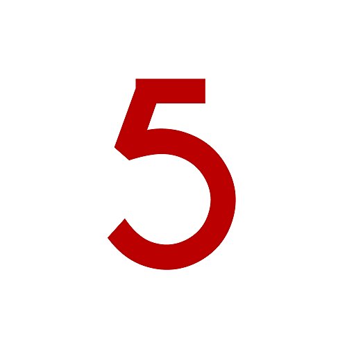 Zahlenaufkleber Nummer 5, rot, 30cm (300mm) hoch, Aufkleber mit Zahlen in vielen Farben + Höhen, wetterfest