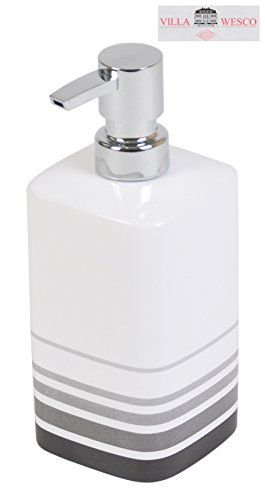 Villa Wesco Keramik Edelstahl Bad Set Seifenspender Klobürste Badgarnitur weiss - 3