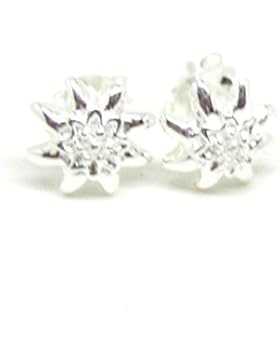 Hellsilber Edelweiß Ohrringe Ohrstecker 925er Sterling Silber 10mm