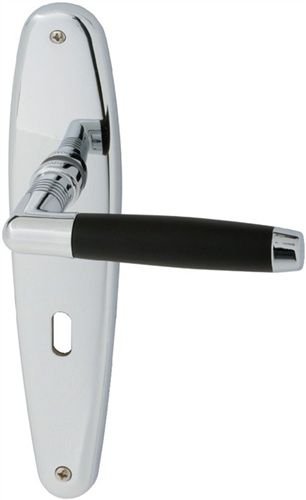 Preisvergleich Produktbild JATEC Langschild-Drückergarnitur R-Metropol PZ Chrom / sw J352480130L6