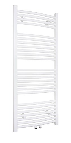 Badheizkörper 450x1200 mm Oval Weiß Mittelanschluss R20 - Größe 450x1200