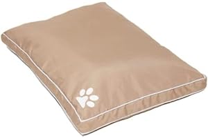 L S U Waterproof Dog Bed Removable Zipped Cover Washable Cushion - Paw Print (Beige Cushion Cover + inner pad)