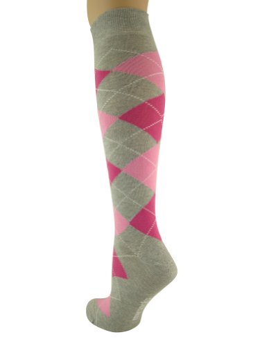 My Socks - Calcetines altos para hombre, diseño de rombos, color gris, rosa y fucsia
