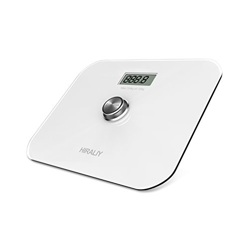 HIRALIY umweltfreundliche digitale Körperwaage, digitale Personenwaage großer Präzision Badezimmer-waage mit LED-Display, weiß (WS001)